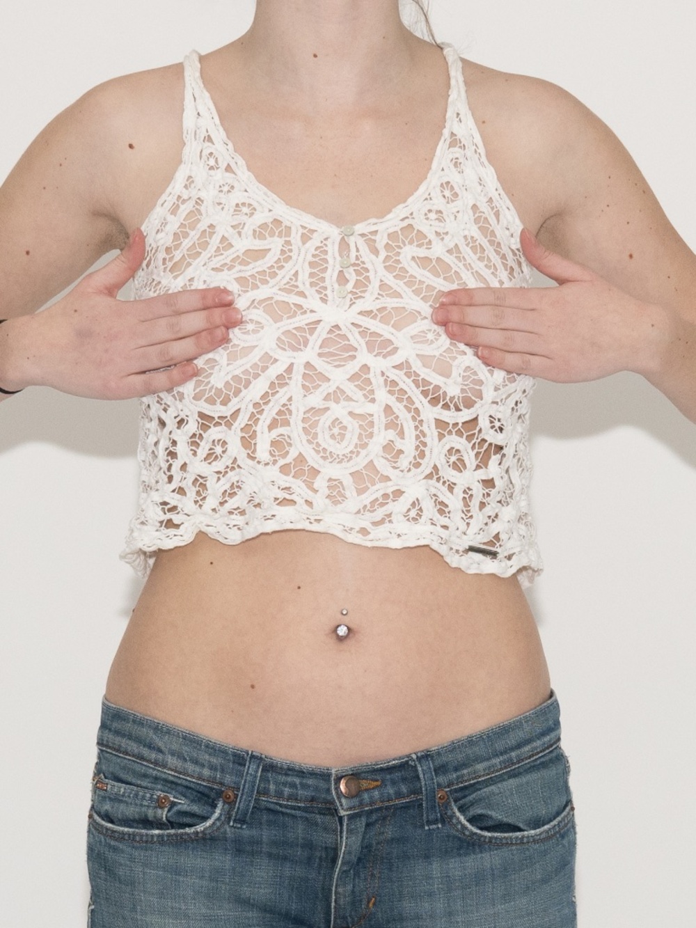 Abercrombie & Fitch crochet tank top white size XS/S cotton